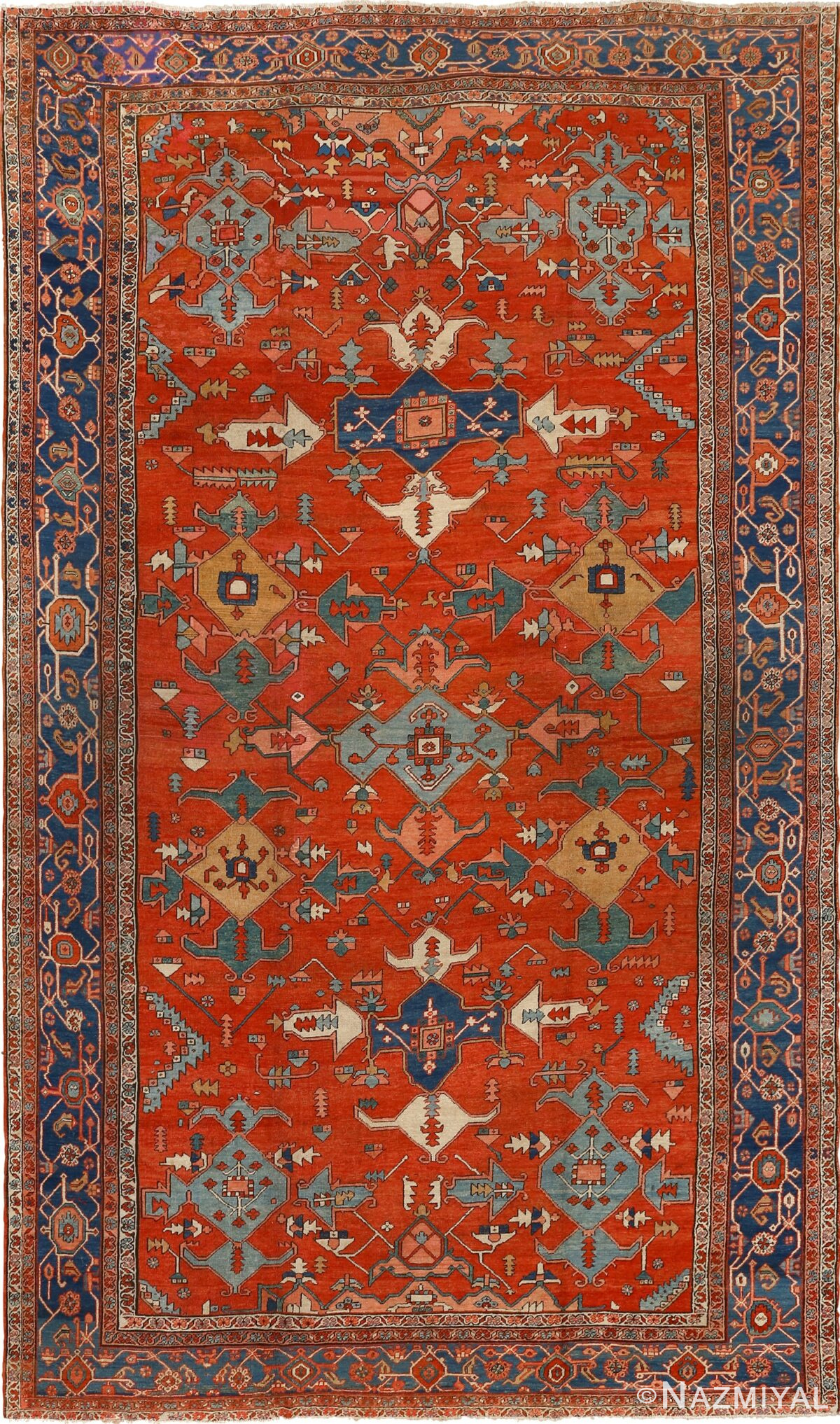 large red antique serapi persian rug 51121 Nazmiyal