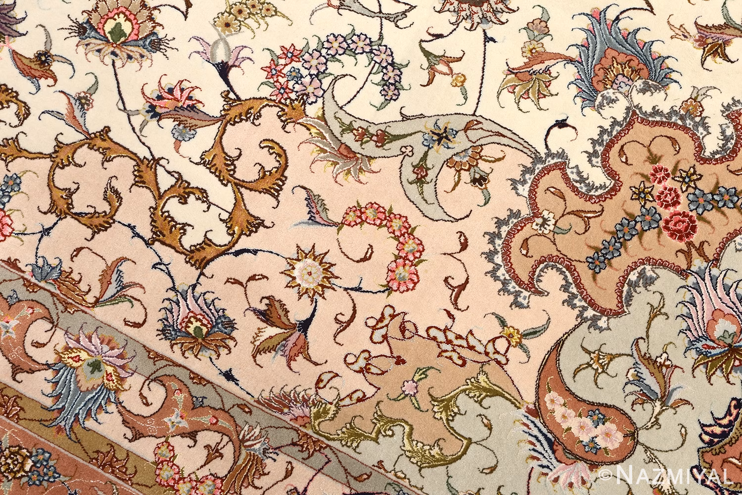 large vintage tabriz persian rug 51142 colors Nazmiyal