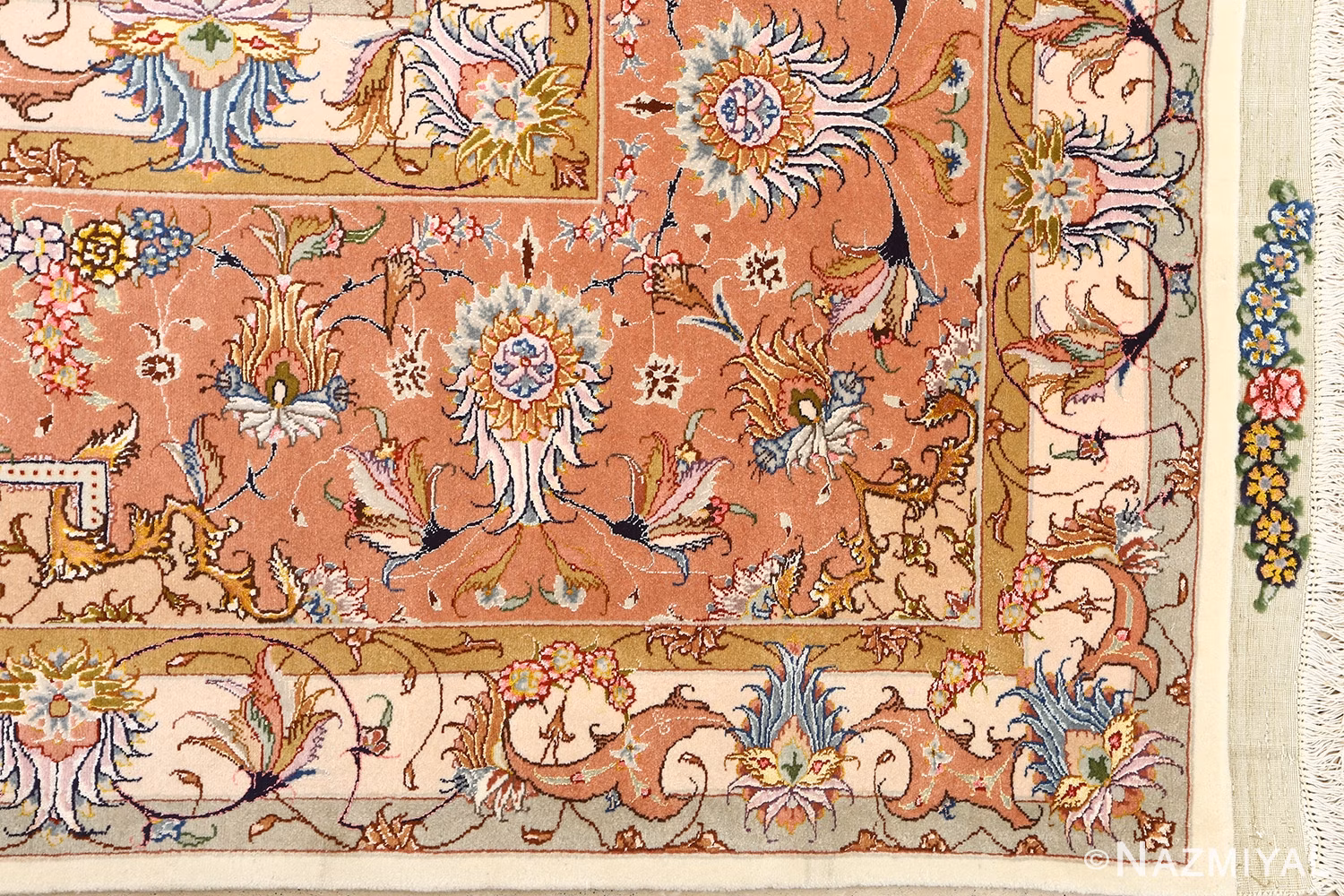 large vintage tabriz persian rug 51142 corner Nazmiyal