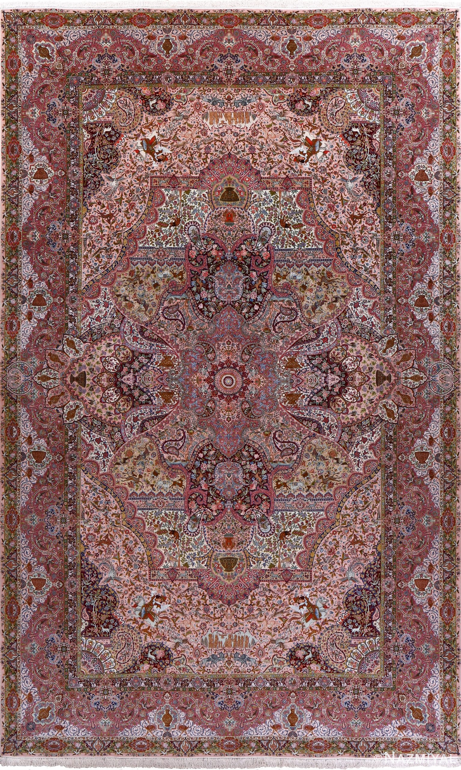 oversized hunting scene vintage tabriz persian rug 51117 Nazmiyal