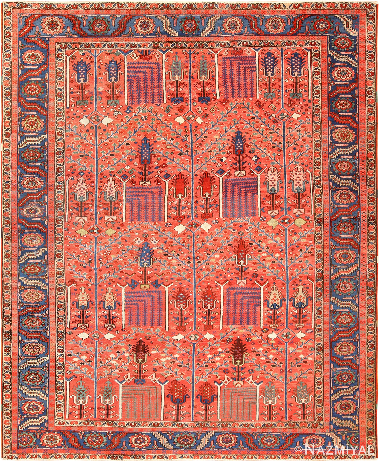 red background antique heriz persian rug 49291 Nazmiyal
