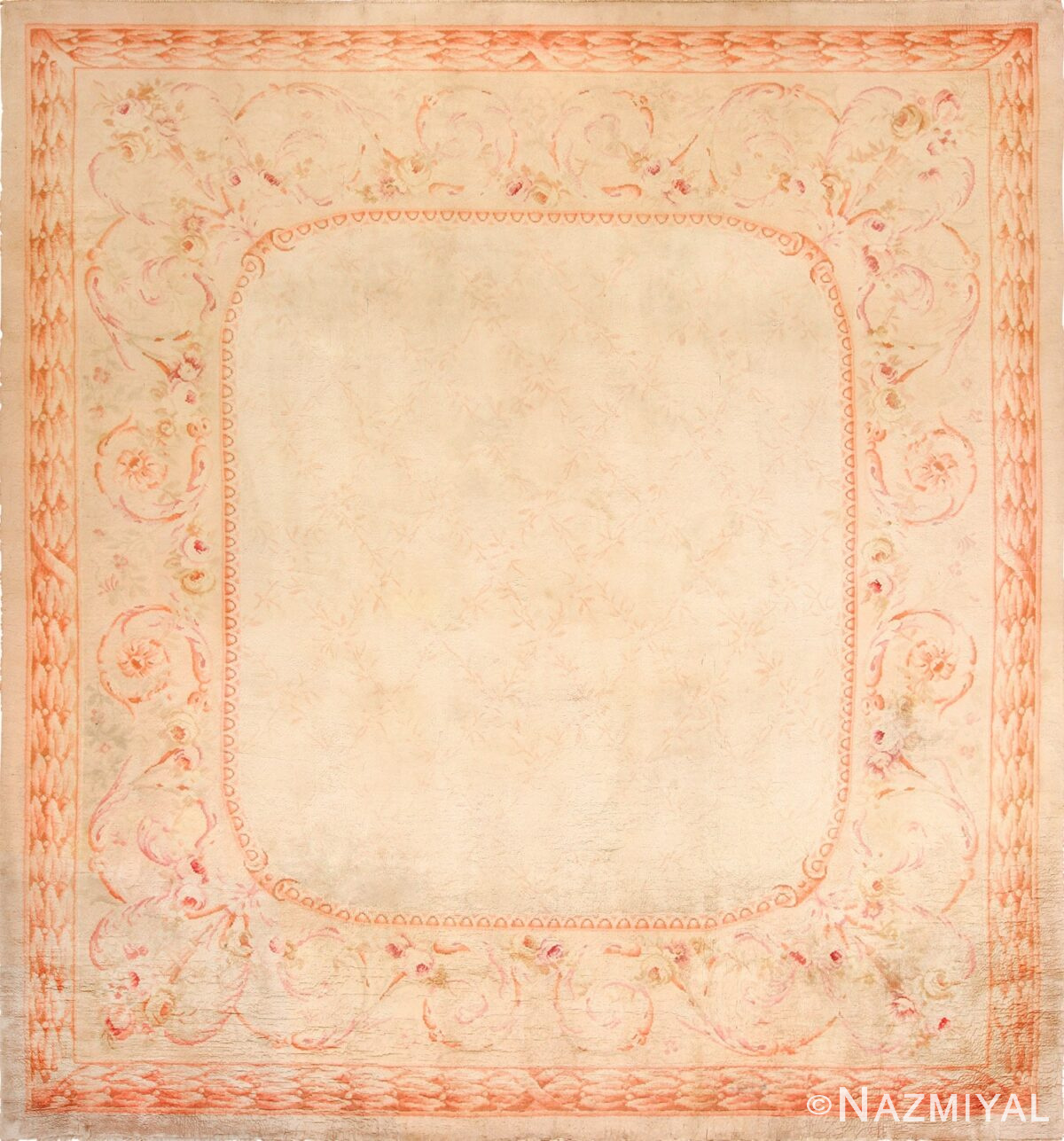 square antique french savonnerie rug 48999 Nazmiyal
