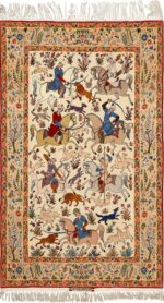 huntig scene vintage isfahan persian rug 51169 Nazmiyal