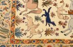 huntig scene vintage isfahan persian rug 51169 deers Nazmiyal