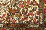 hunting scene vintage qum persian rug 51170 horse Nazmiyal