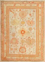 ivory background antique oushak turkish rug 49302 Nazmiyal