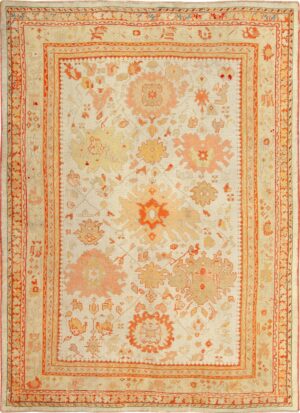 ivory background antique oushak turkish rug 49302 Nazmiyal