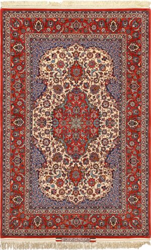 ivory vintage isfahan persian rug 51165 Nazmiyal