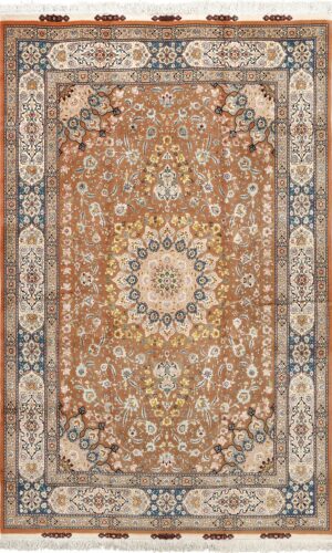 Fine Floral Vintage Brown Persian Tabriz Area Rug #51158 by Nazmiyal Antique Rugs