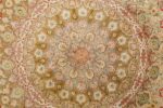 silk and gold threading round vintage tabriz persian rug 51130 medallion Nazmiyal