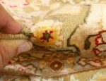 silk and gold threading round vintage tabriz persian rug 51130 pile Nazmiyal