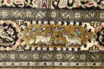 silk animal motif vintage qum souf rug 51163 deers Nazmiyal