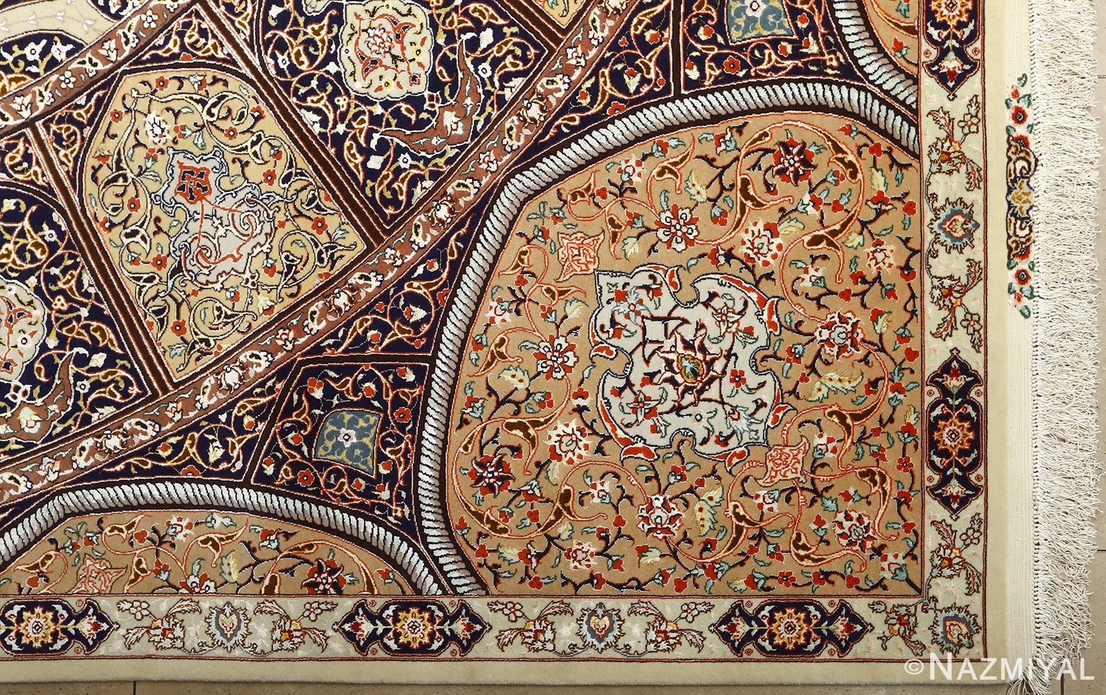 large geometric vintage tabriz persian rug 51119 corner Nazmiyal