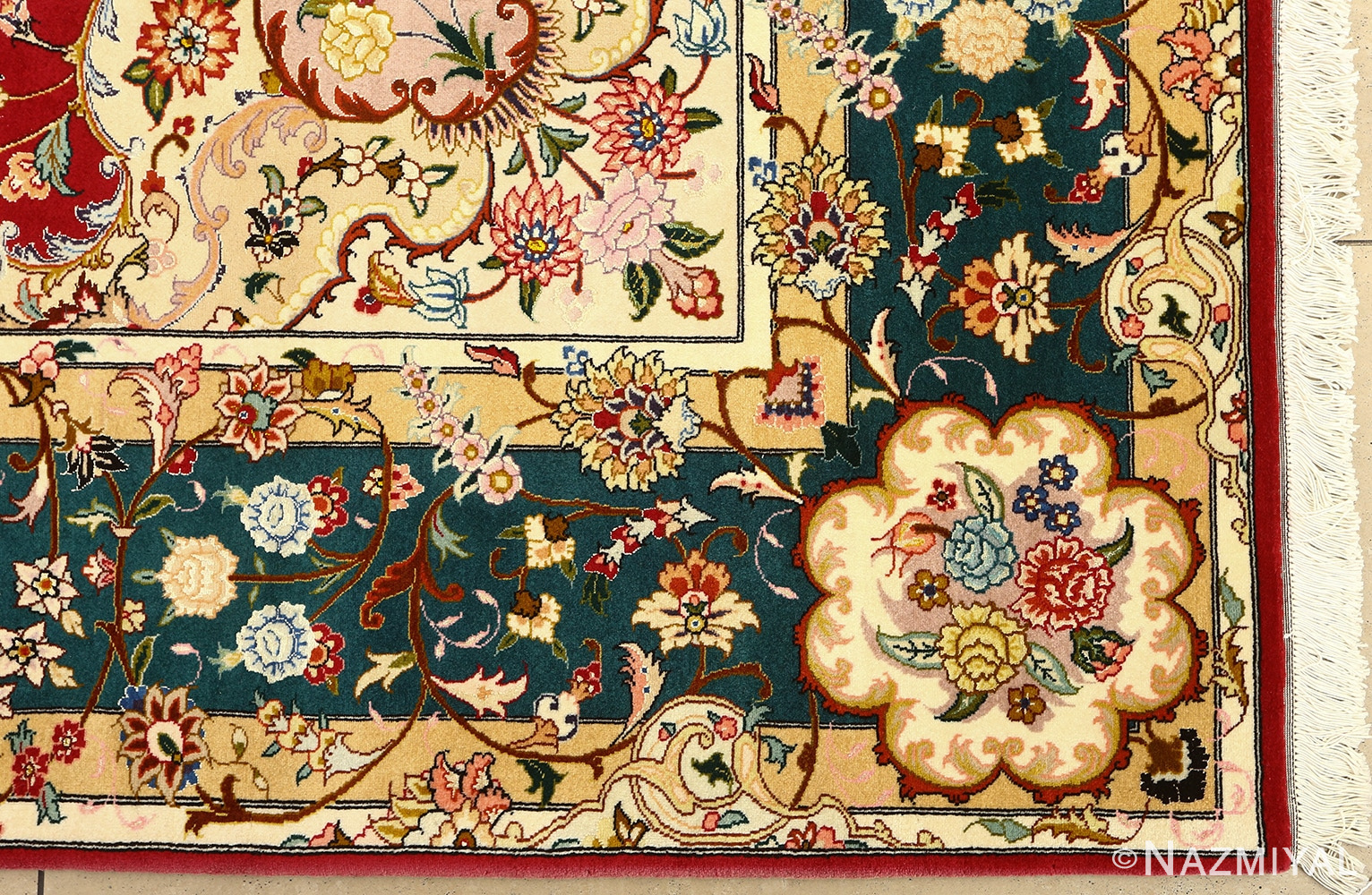 room size red vintage tabriz persian rug 51167 corner Nazmiyal