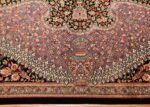 black background modern persian silk qum rug 49422 border Nazmiyal
