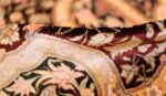 brown background fine modern silk persian qum rug 49408 pile Nazmiyal