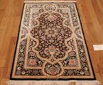 brown background fine modern silk persian qum rug 49408 whole Nazmiyal