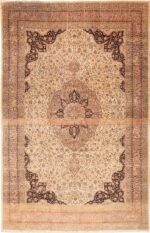 Full view Large floral Ivory and gray Antique Turkish Sivas rug 50416 by Nazmiyal