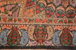 green background modern silk persian qum rug 49413 border Nazmiyal