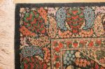 green background modern silk persian qum rug 49413 corner Nazmiyal