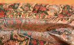green background modern silk persian qum rug 49413 pile Nazmiyal