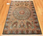 green background modern silk persian qum rug 49413 whole Nazmiyal