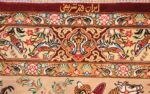 hunting scene modern silk persian qum rug 49411 signature Nazmiyal
