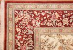 ivory floral modern silk qum persian rug 49418 corner Nazmiyal