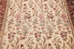 ivory floral modern silk qum persian rug 49418 field Nazmiyal