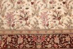 ivory floral modern silk qum persian rug 49418 flowers Nazmiyal