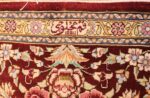 ivory floral modern silk qum persian rug 49418 signature Nazmiyal
