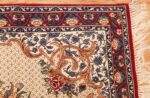 ivory modern persian silk isfahan runner rug 49403 corner Nazmiyal
