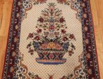 ivory modern persian silk isfahan runner rug 49403 vase Nazmiyal