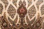 ivory modern round silk persian qum rug 49417 field Nazmiyal