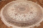 ivory modern round silk persian qum rug 49417 whole Nazmiyal