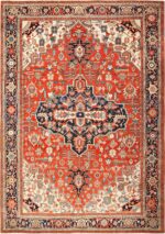 large red antique serapi persian rug 49397 Nazmiyal