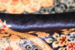 navy floral silk modern qum persian rug 49415 pile Nazmiyal