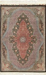 silk black background modern qum persian rug 49422 Nazmiyal