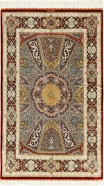 silk geometric design modern qum persian rug 49421 Nazmiyal