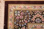 small brown silk modern persian qum rug 49416 corner Nazmiyal