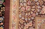 small brown silk modern persian qum rug 49416 weave Nazmiyal