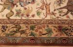 small modern silk persian hunting scene qum rug 49412 border Nazmiyal