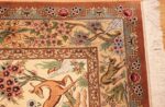 small modern silk persian hunting scene qum rug 49412 corner Nazmiyal