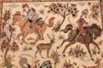 small modern silk persian hunting scene qum rug 49412 princes Nazmiyal