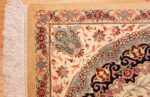 small scatter size modern ivory persian silk qum rug 49406 corner Nazmiyal