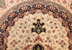 small scatter size modern ivory persian silk qum rug 49406 top Nazmiyal