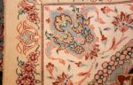 small scatter size modern ivory persian silk qum rug 49406 weave Nazmiyal