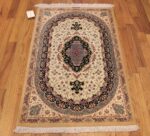 small scatter size modern ivory persian silk qum rug 49406 whole Nazmiyal