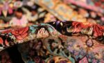 small scatter size modern persian qum silk rug 49410 pile Nazmiyal