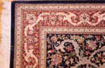 small scatter size navy modern silk persian qum rug 49414 corner Nazmiyal